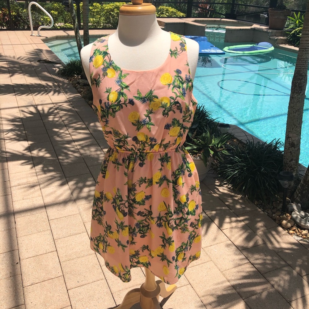 Pink Owl Large Lemon pattern dress